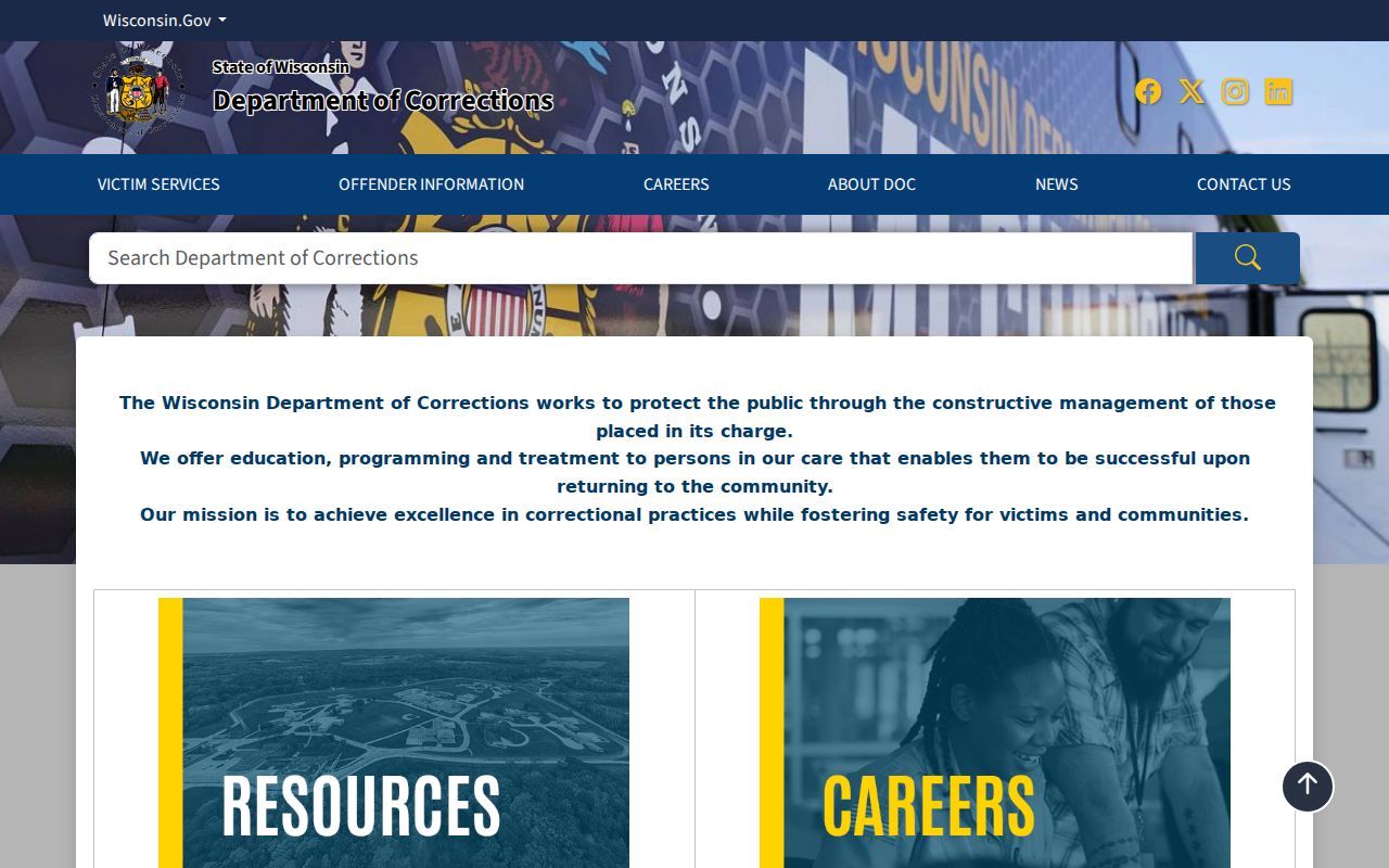 Wisconsin Department of Corrections official search routing for Eau Claire records